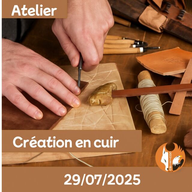 🦅 Atelier "Découverte du cuir" – le 29 juillet au Parc de Courzieu 🖐️
Un savoir-faire artisanal à la croisée de la nature et de la fauconnerie

Laurie, animalière au parc, vous ouvre les portes de son univers !
Lors de cet atelier original, découvrez les accessoires en cuir utilisés en fauconnerie, puis mettez la main à la pâte pour créer votre porte-clés personnalisé 🪶🔑

✂️ Choix des formes, découpe, assemblage… une activité manuelle et créative pour petits et grands curieux.

📍 Où ? Au Parc de Courzieu
📅 Quand ? Le lundi 29 juillet, toute la journée
🎟️ 6€ par création
📝 Inscriptions sur place, à votre arrivée. 
🙂Réservé aux visiteurs du parc

Un moment unique pour découvrir un artisanat lié aux rapaces et repartir avec une création faite main 💼✨

#ParcDeCourzieu #DécouverteDuCuir #AtelierArtisanat #Fauconnerie #CréationManuelle #CuirEtNature #ActivitéEnFamille #SouvenirPersonnalisé #RapacesEtSavoirFaire