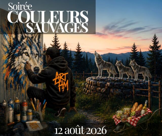 -- Soirée Couleurs Sauvages -- 12 Aout 2026 --

Et si votre plus belle source d'inspiration était… le vivant ?

Créer face aux loups. Observer les couleurs du ciel qui changent. Écouter la forêt s'installer doucement dans le silence du soir.

Le 12 août, Couleurs Sauvages vous invite à vivre une expérience où l'art prend le temps de regarder la nature.

Pas besoin de savoir dessiner. Seulement d'avoir envie de vivre un moment différent.

Parce que certaines œuvres commencent simplement par une émotion.

🎨 Initiation artistique avec @ArtHM
🧺 Pique-nique brouette face aux loups
🌿 Places limitées

Soirée Couleurs Sauvages - 12 Aout 2026 - 
Uniquement sur réservation. Nombre de place limité.
https://www.parc-de-courzieu.fr/couleurssauvages2026/