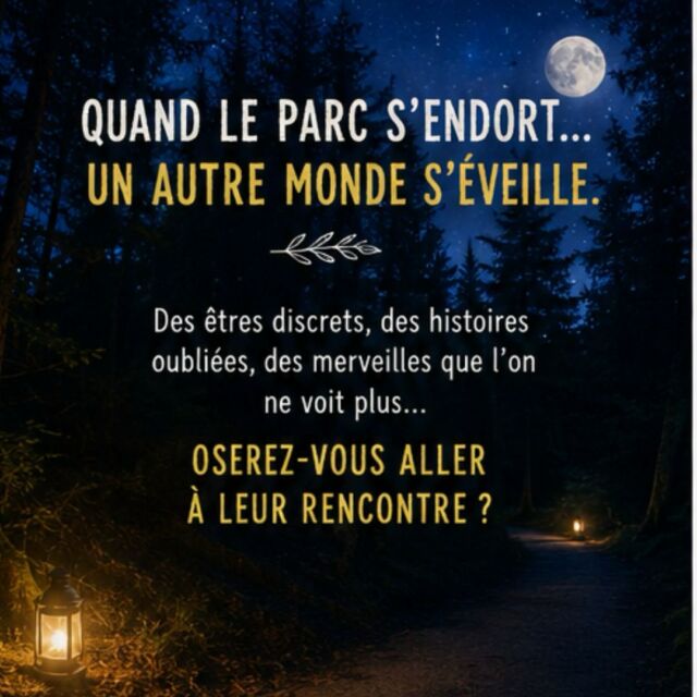 La nuit des invisibles : 21 et 22 août 2026
Une balade nocturne théâtralisée au cœur du parc à la découverte d’un monde incroyable…. Réservez viiiiiiite sur le site du parc.